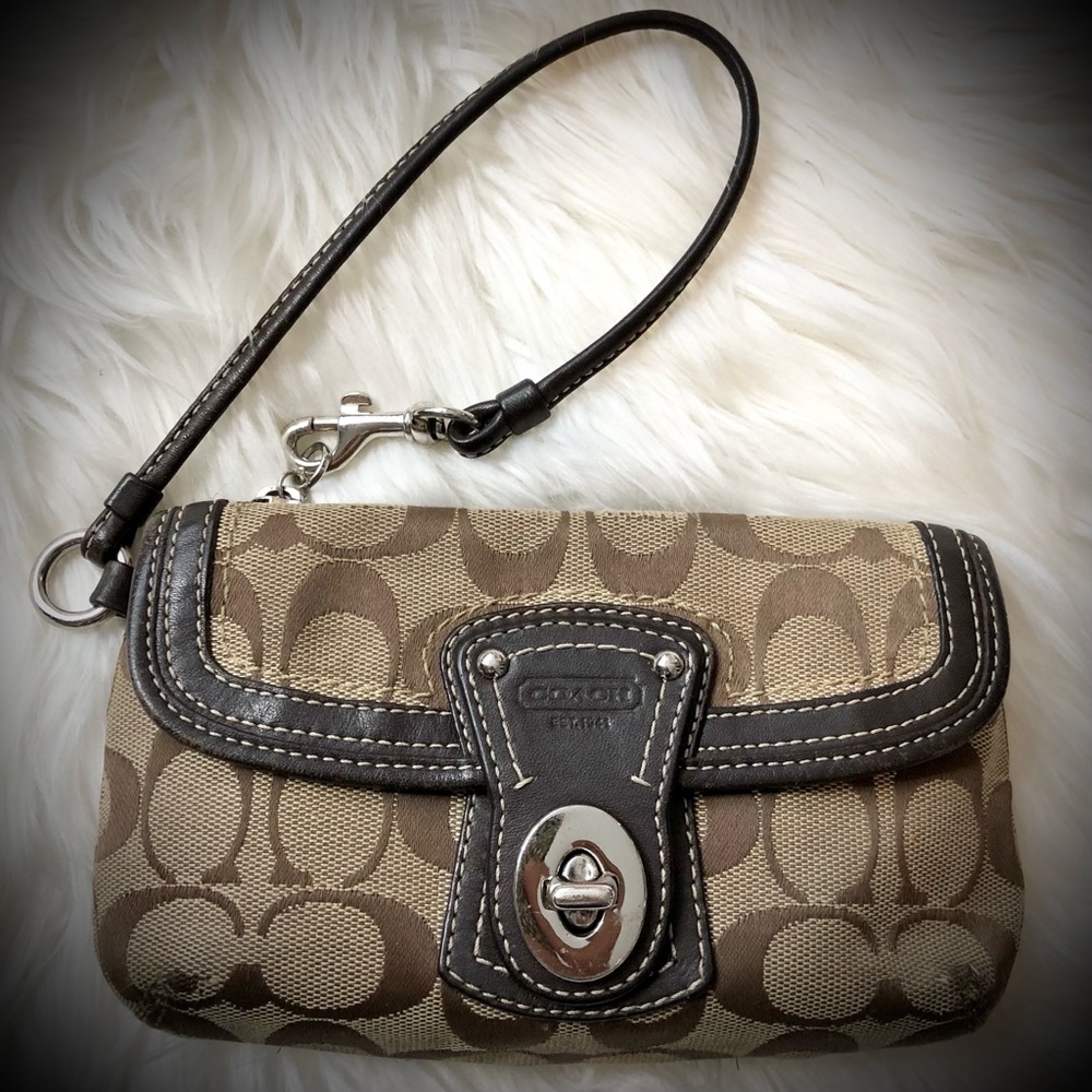 Coach Brown Wristlet